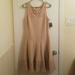Tan lace accent dress